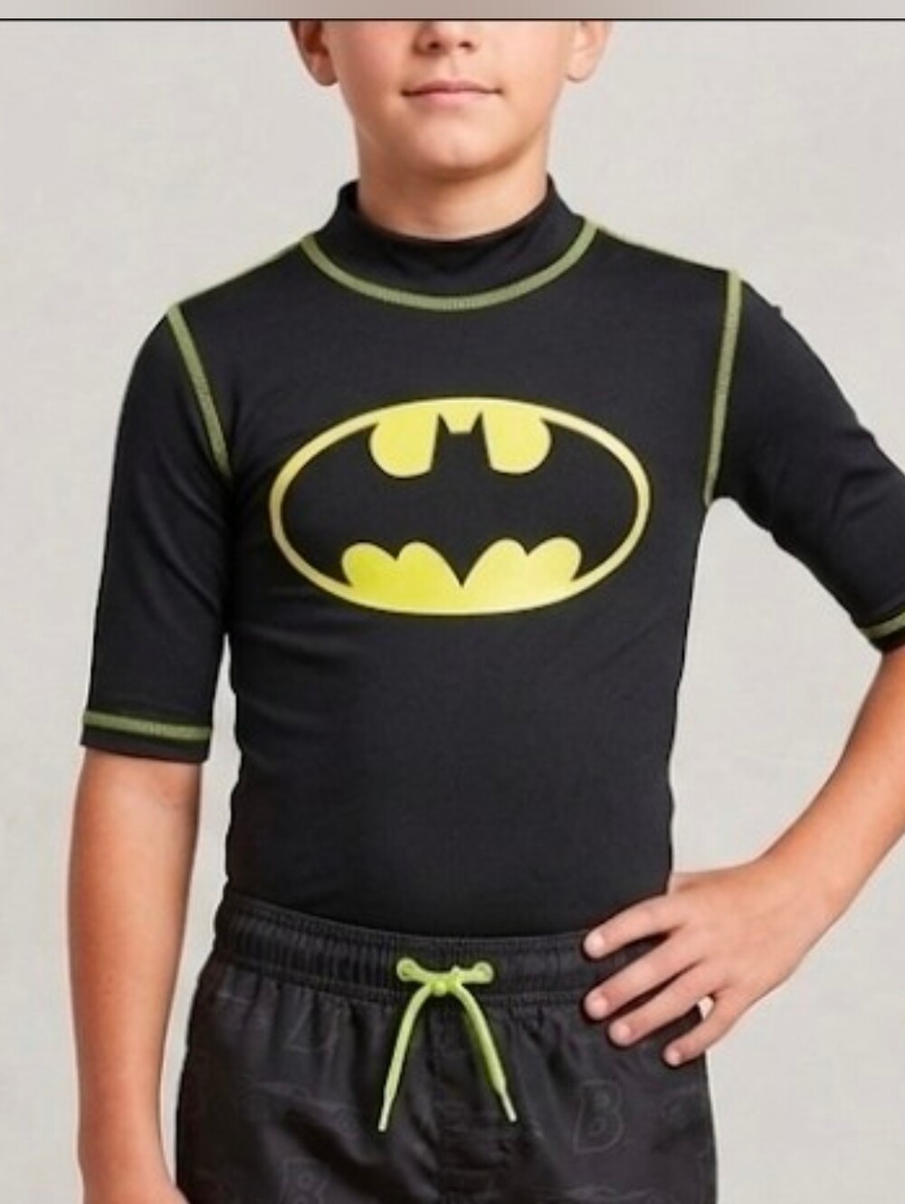 Batman Black and Yellow Logo Rash Guard-Size XS